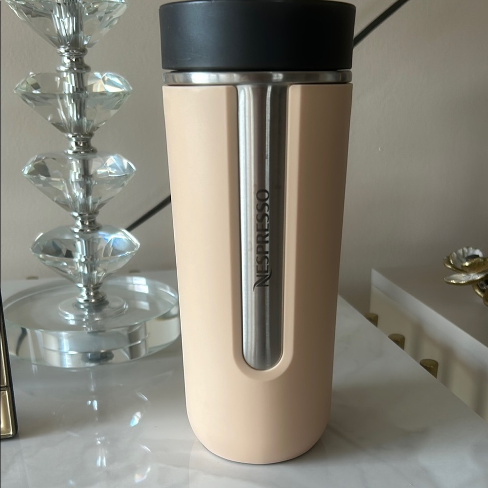 Nespresso Travel Mug in Cream and Silver